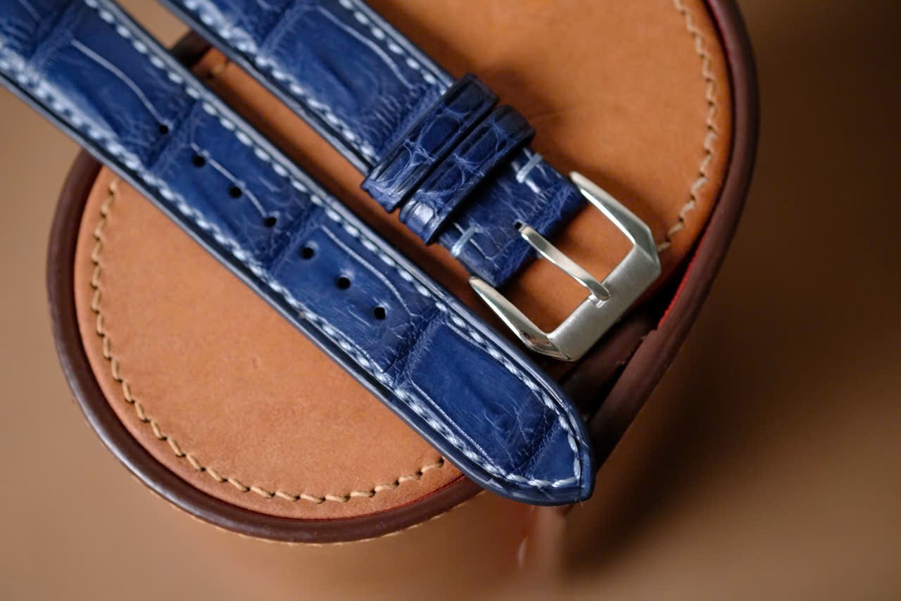Handmade navy blue watch strap watch band size 19/16 (or any size)