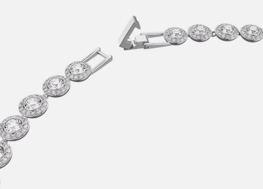 Swarovski Women’s Una Angelic Halo Tennis Necklace 14 7/8″ Rhodium Crystal White