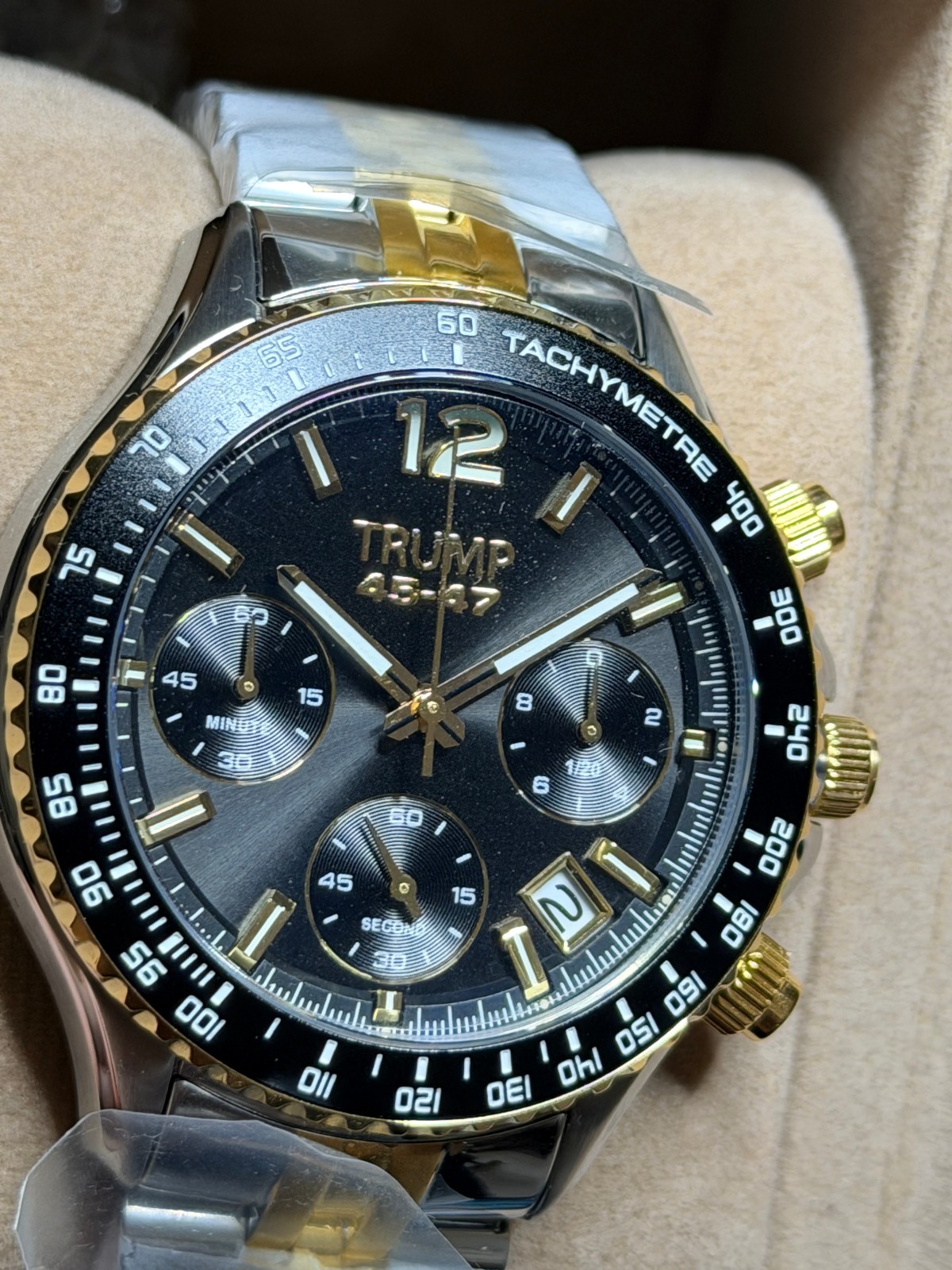 DONALD TRUMP 45 47 FIGHT CHRONOGRAPH Watch GOLD SILVER BLACK # /2000 FATHERS DAY