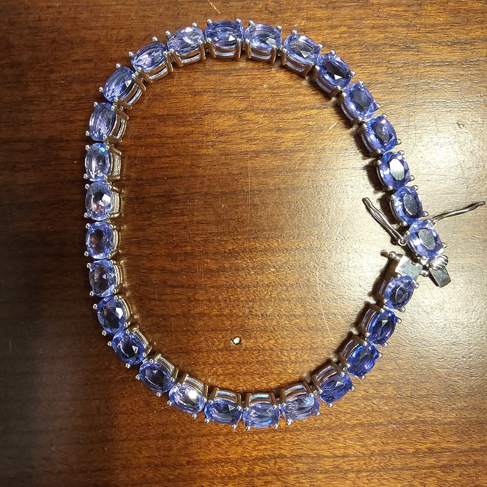 23.5 ctw Blue Color Change Fluorite Sterling Silver Tennis Bracelet 8 in