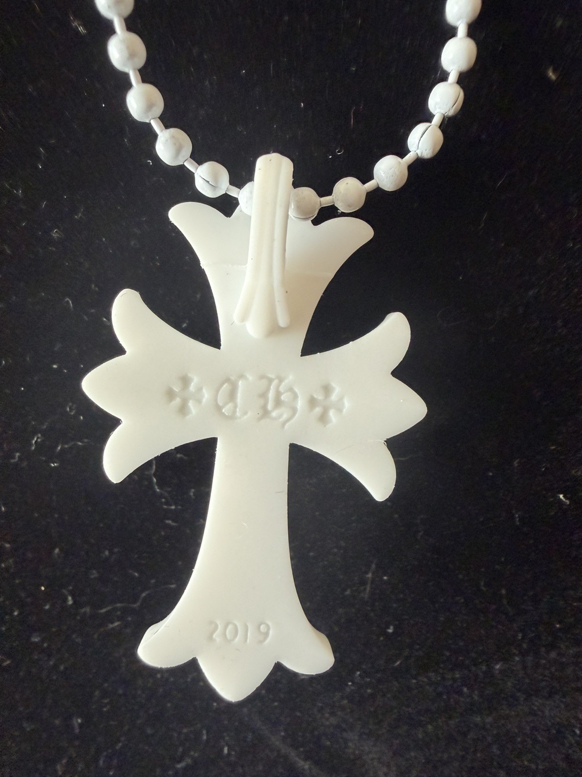 Chrome Goth Cross Style Necklace WHITE