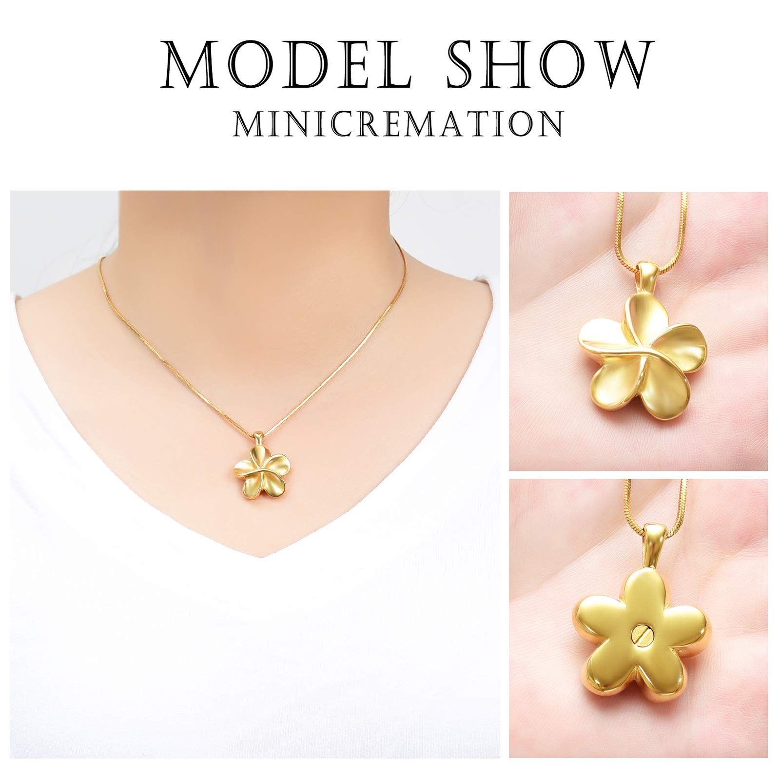 Flower Cremation Ashes Jewelry Cremation Necklace Memorial Locket for Ashes K…