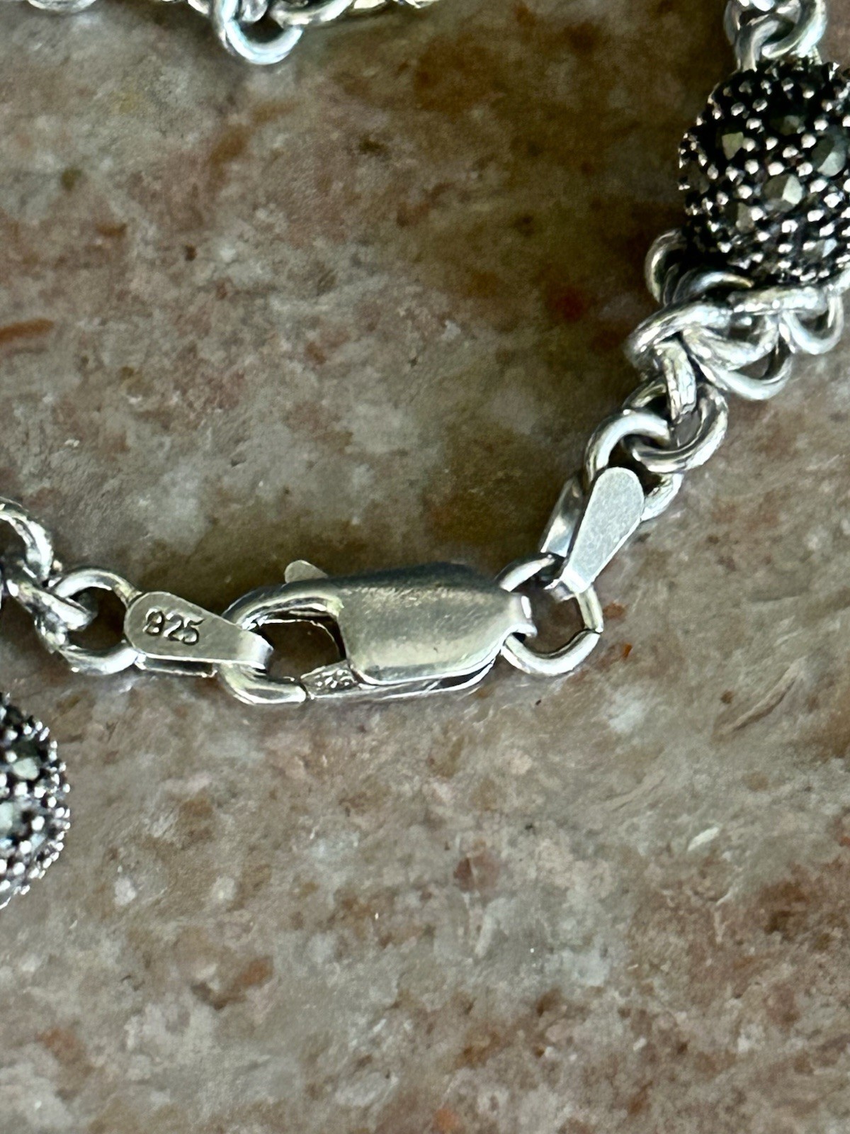 Vintage 925 Sterling Silver Multi Charm Ball Bead Rolo Link Bracelet 7″ 22.4g