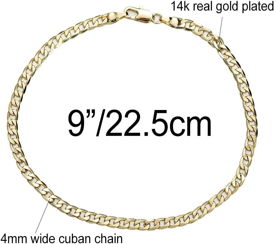 Durable 14K Gold Cuban Link Ankle Bracelet – Perfect Gift for Any Occasion