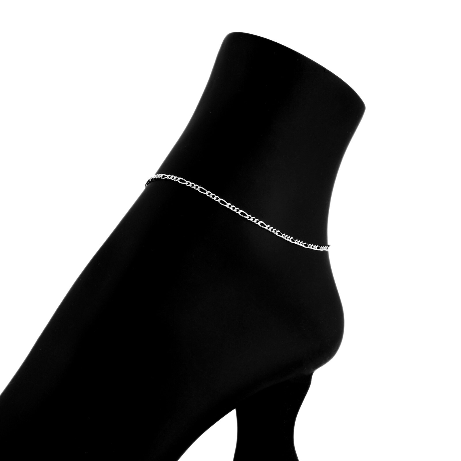 925 Sterling Silver 7″ 8″ 9″ 10″ 11″ 12″ Figaro Chain Anklet or Bracelet 2mm