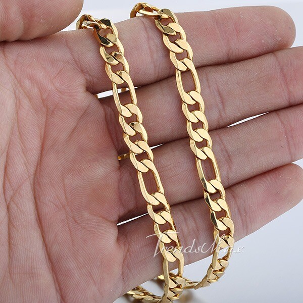 6MM 22″ MENS Boys Yellow Gold Filled Figaro Chain Necklace Fashion New Gift