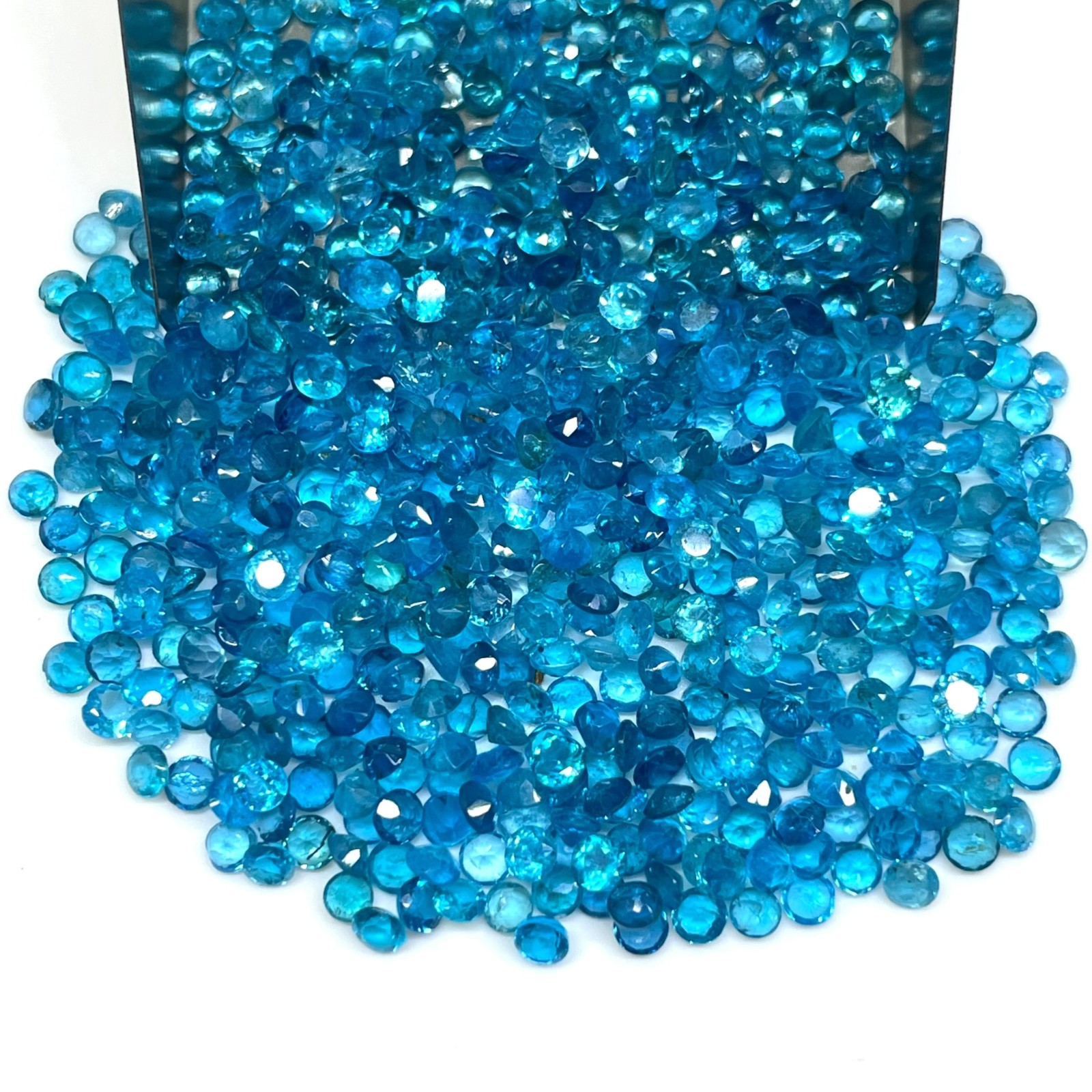 100 Pcs Natural Neon Apatite 2.5mm Round Cut Loose Untreated Gemstones Lot