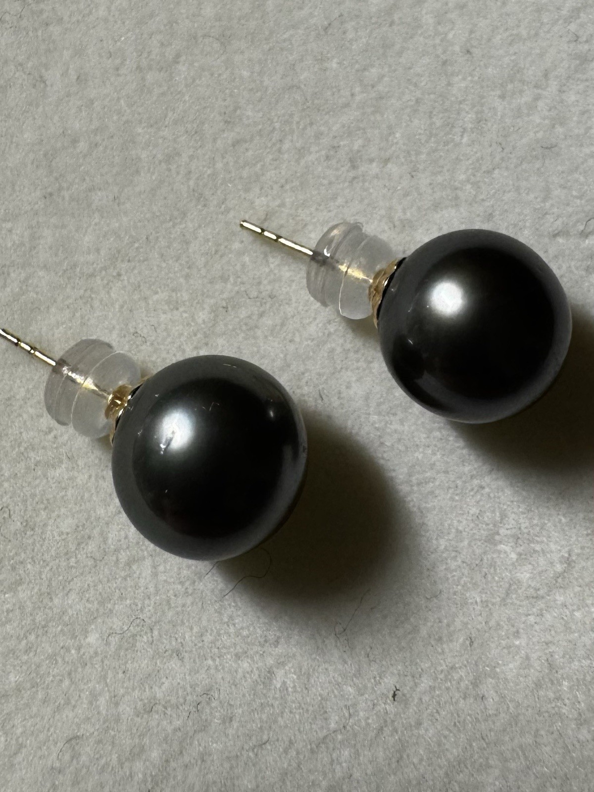 10.2mm Cultured Tahitian Pearl round Stud Earrings 18K Yellow Gold new free ship