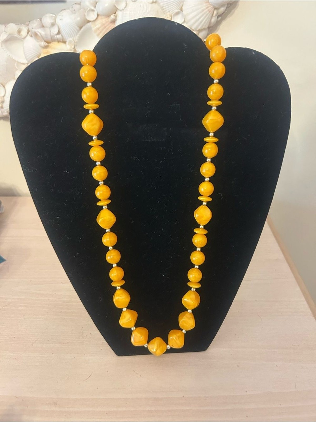Mustard Yellow Bead Statement Necklace – Women Jewelry