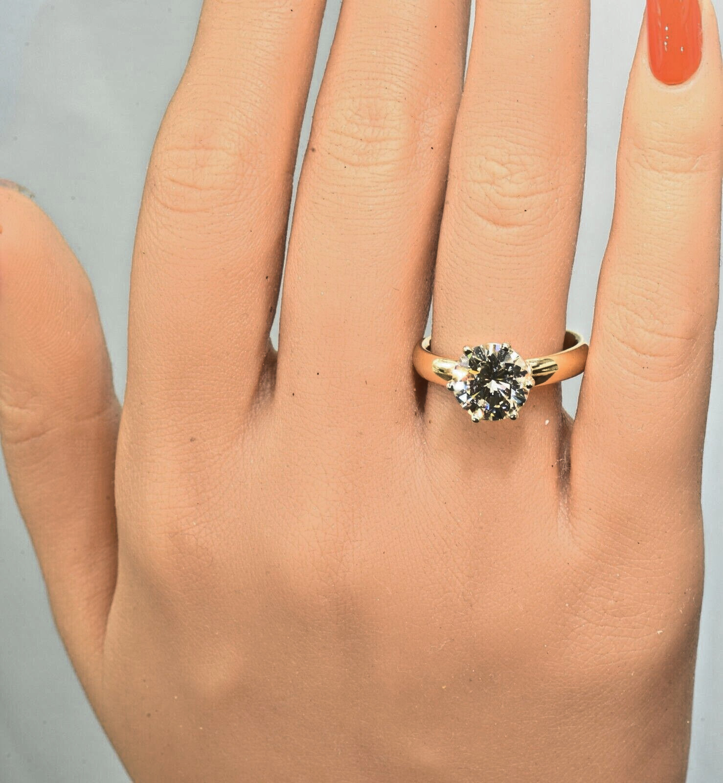 GIA Certified 2.96 Ct. Natural Diamond Vintage 6 prong Solitaire 14k Gold Ring