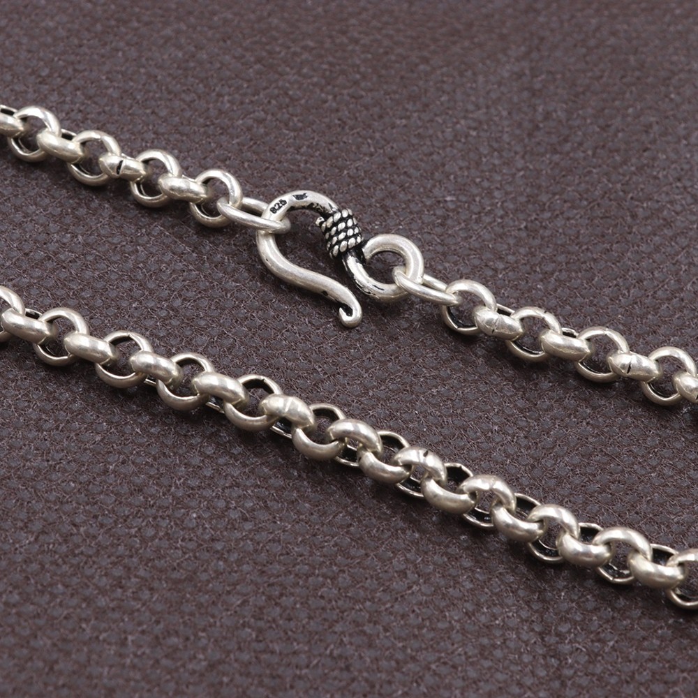 Pure 925 Sterling Silver Rolo Link Necklace 5mm Round Cable Chain 26-27g 25.6in