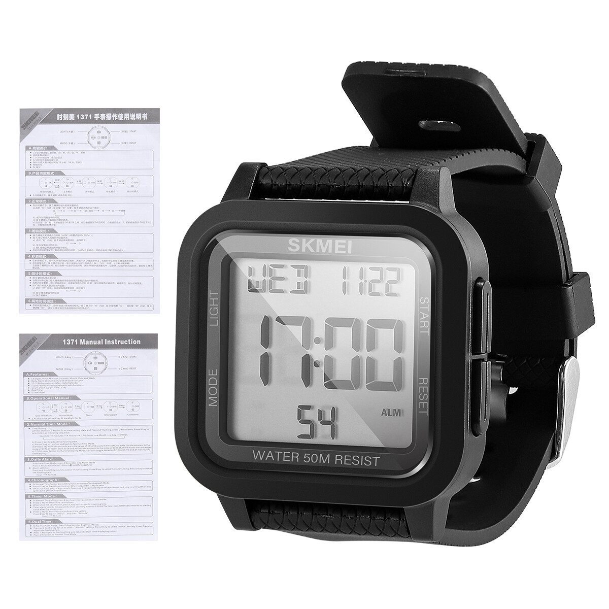 Waterproof Digital Sports Watch Military Tactical LED Backlight Wristwatch Men