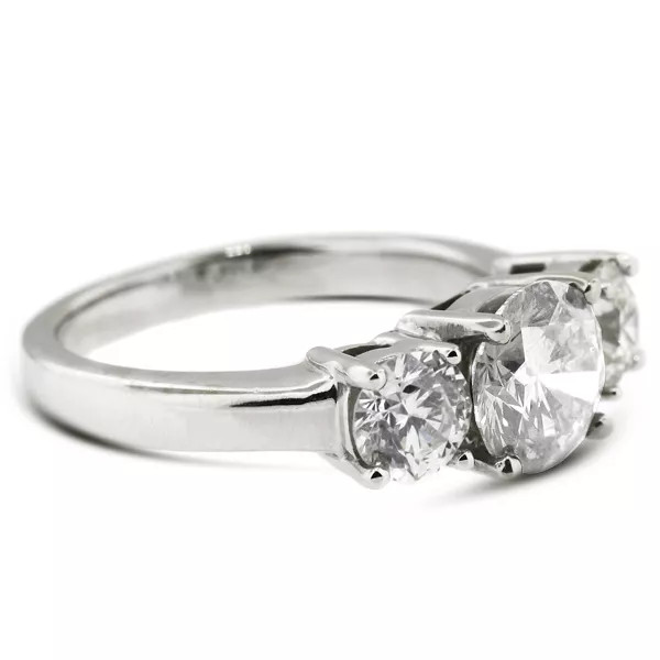 3-Stone Engagement Ring 14K Gold Classic 1.31 CT Round Lab-Grown Diamond D VS1