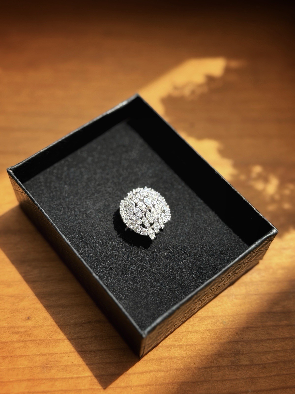 Vintage Platinum and Diamond Cluster Cocktail Ring, 38 Diamonds 4 Carat Total