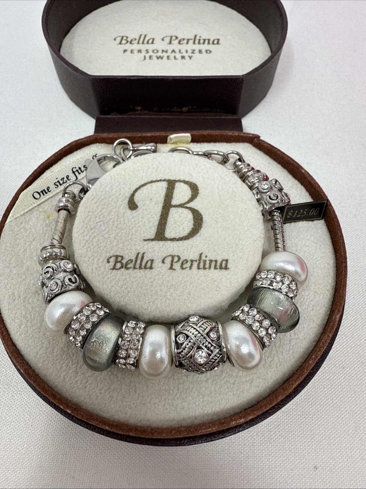 Bella Perlina Stone Charm Bracelet Beads With Crystals New In Box W8