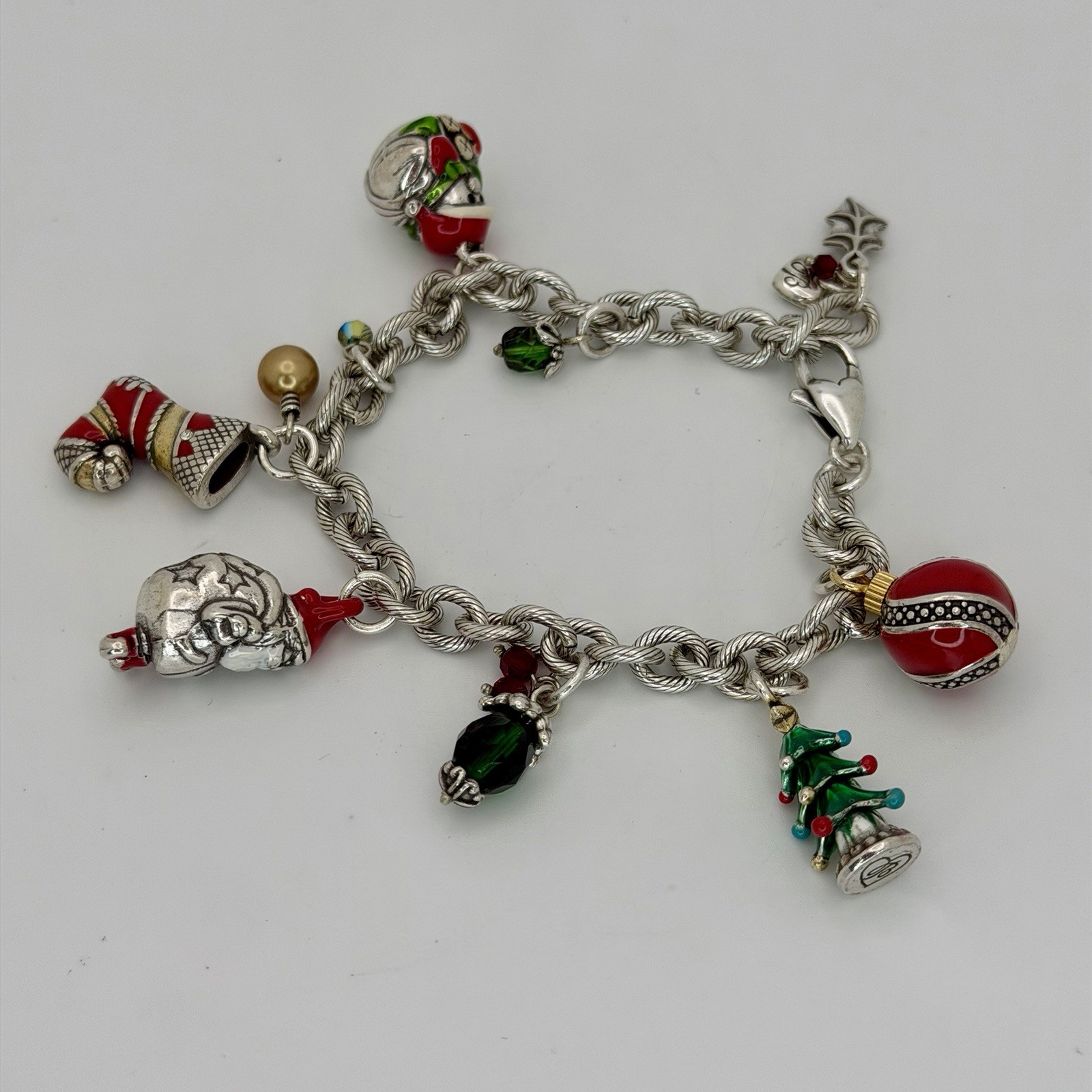 Brighton Christmas Memories Charm Bracelet Santa Tree Ornament Stocking 7”