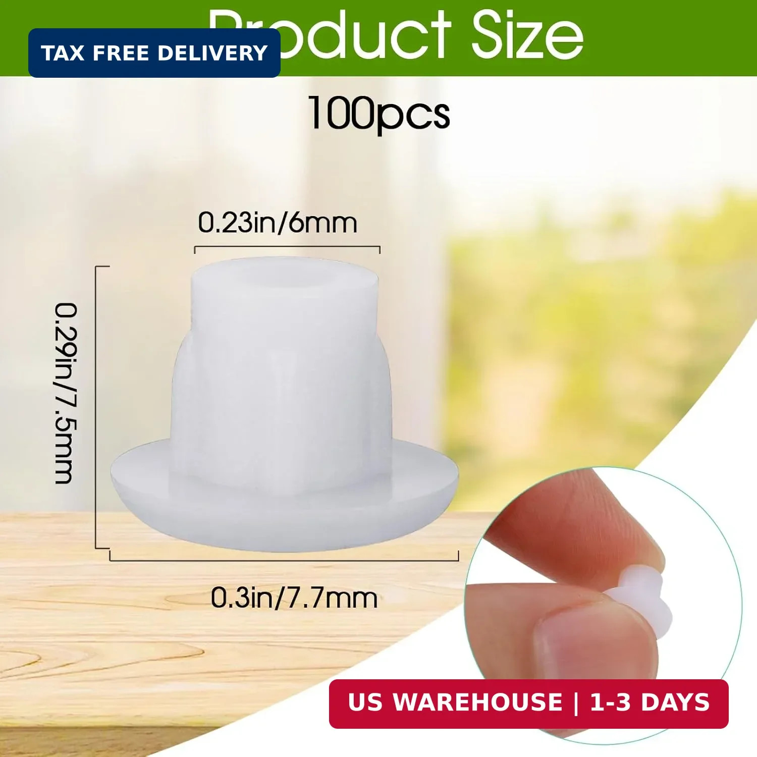 100 Pcs 1/4″(6mm) Plastic Hole Plugs Screw Caps Cover White Plastic Hole Plugs f