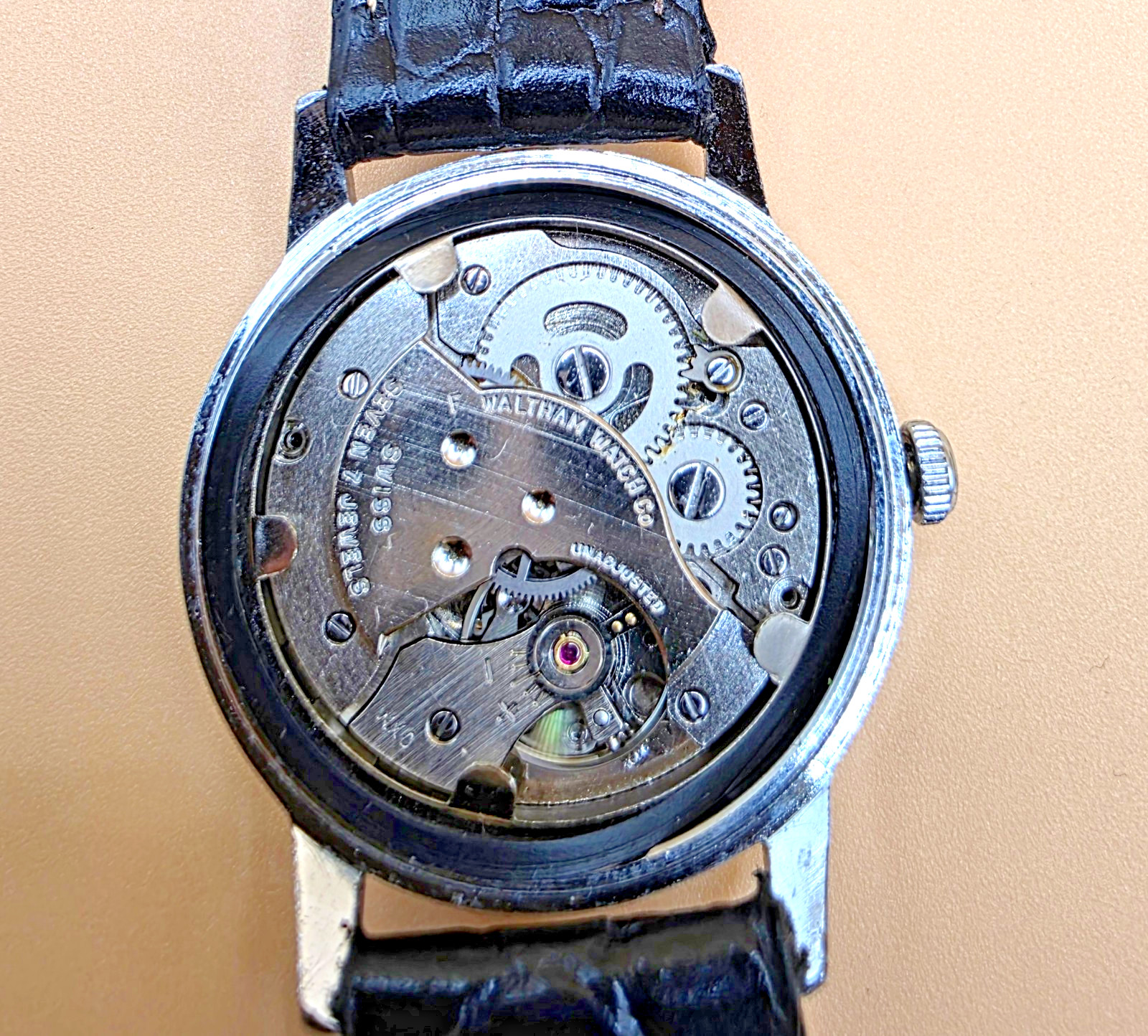 WALTHAM Rare Vintage 33mm Mechanical Swiss Watch7 Jewel S/S Second Hand Men’s