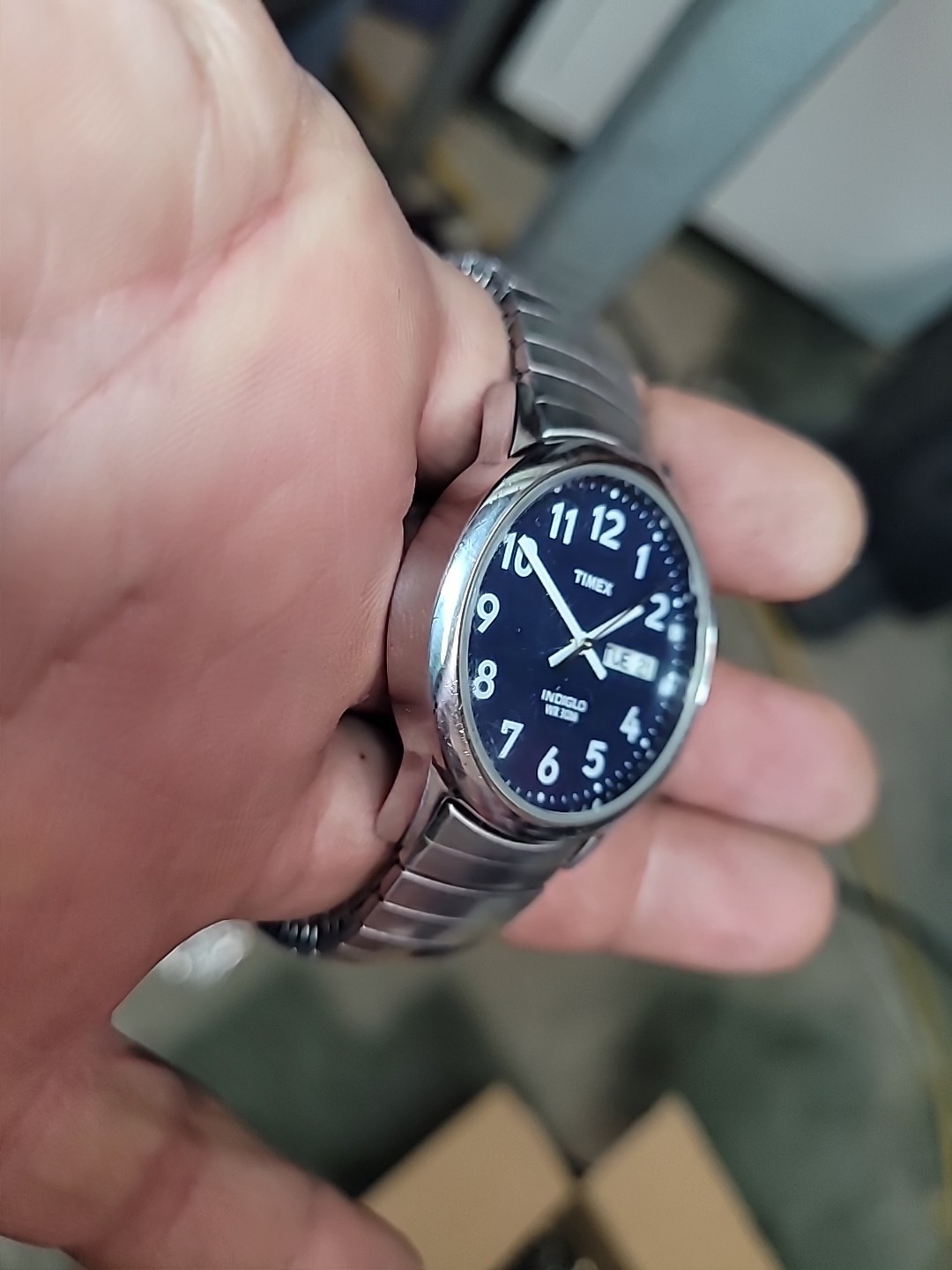 Timex Indiglo Men’s Navy Blue Dial Stainless Case & Flex Bracelet (NJL028081)