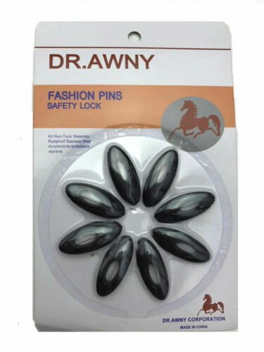 8pc NEW LADIES HIGH QUALITY SNAG HIJAB SCARF PIN BROOCH FREE BLACK SAFETY PINS
