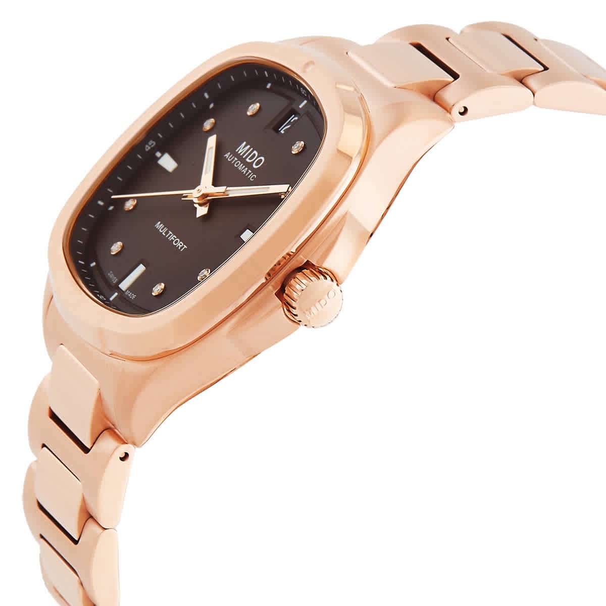 Mido Multifort TV Automatic Diamond Brown Dial Ladies Watch M0493073329600