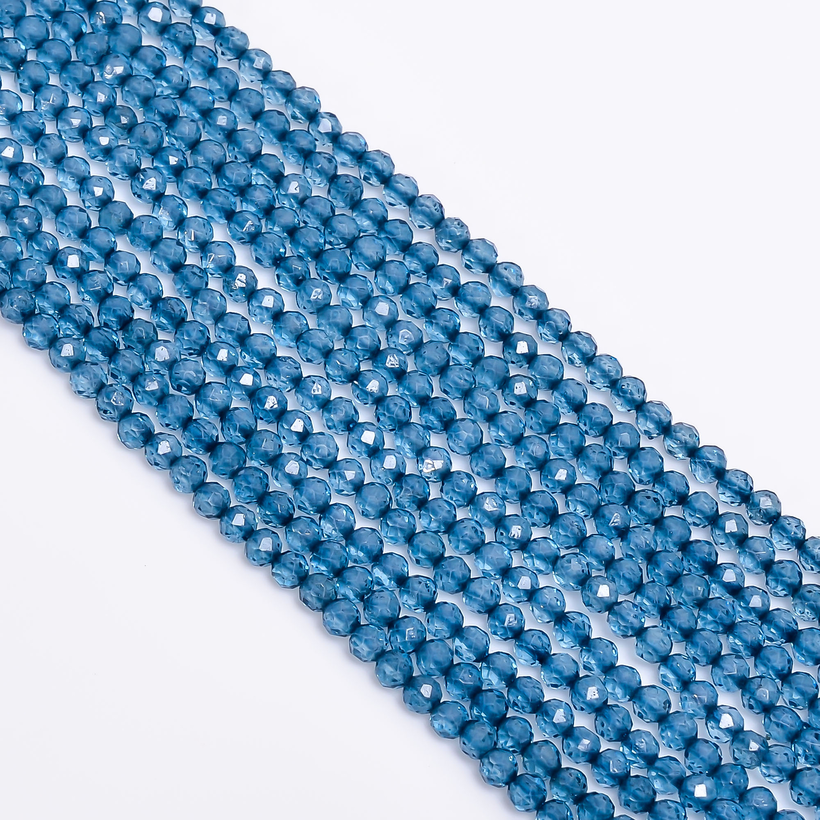London Blue Topaz Gemstone Round Shape Faceted Beads 3X3 mm Strand 13″ EB-334