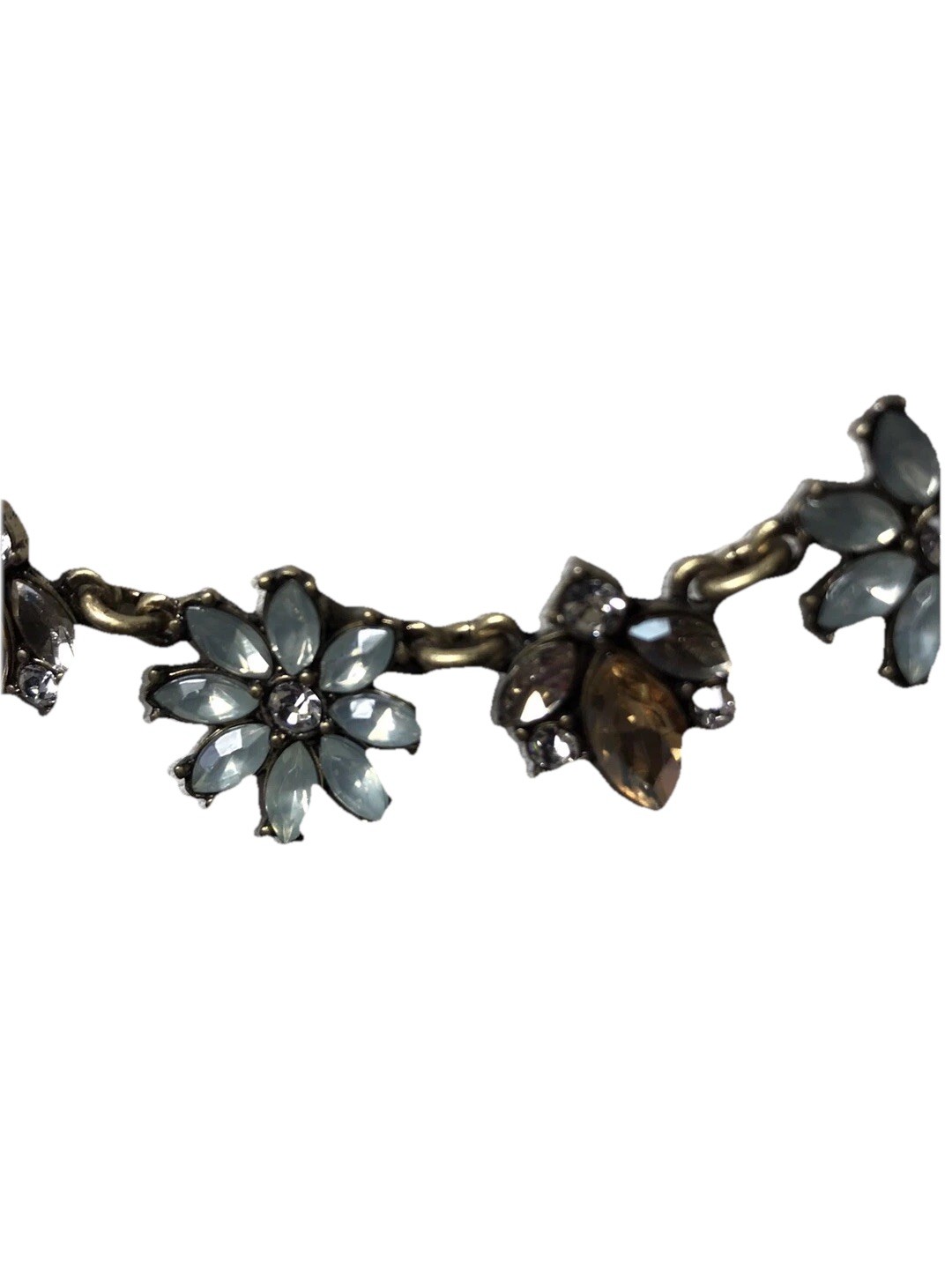 Chloe & Isabel Statement necklace, brass tone, pale blue and peach stones