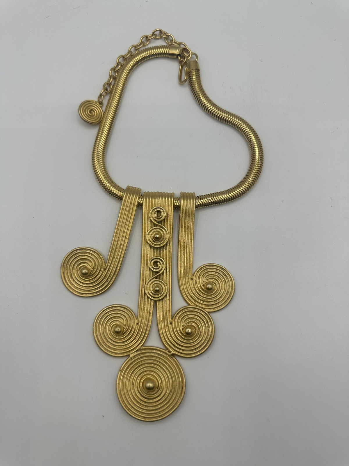 Byzantine Swirl Motif Gold Statement Collar Vintage