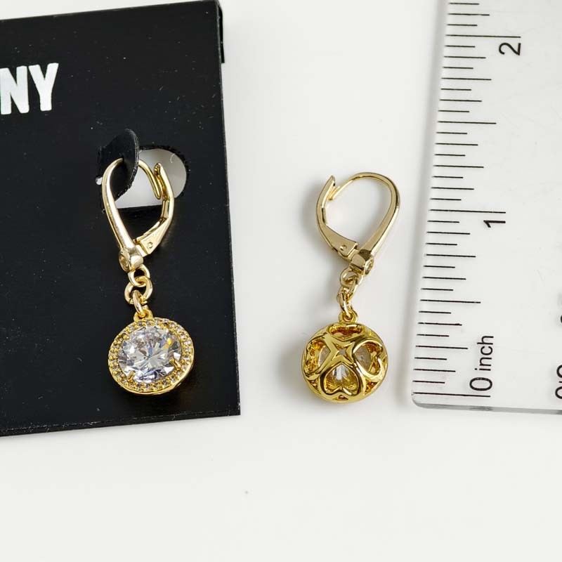 New DKNY Minimalist CZ Round Drop Earrings Gift Chic Women Party Holiday Jewelry