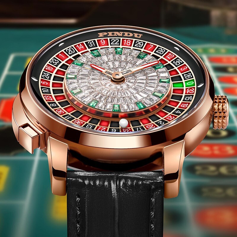 2024 PINDU Men’s Automatic Waterproof Roulette Button Dress Watch