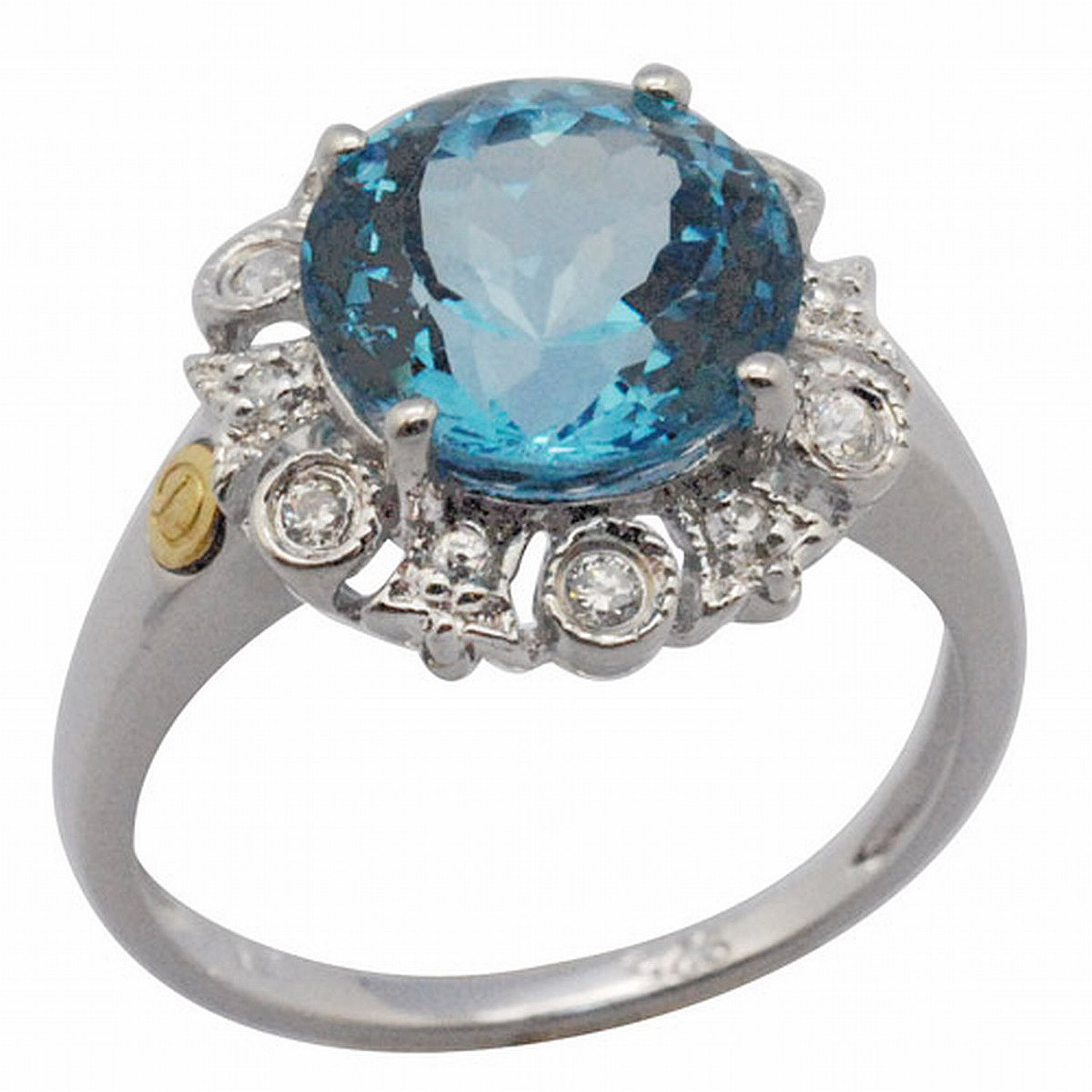 De Buman Sterling Silver 4.84ctw Genuine Swiss Blue Topaz Ring, Size 7
