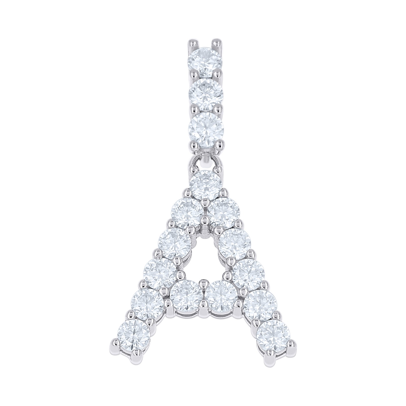 925 Sterling Silver Prong Moissanite Small Block Font Letter A Pendant 1.62 CT