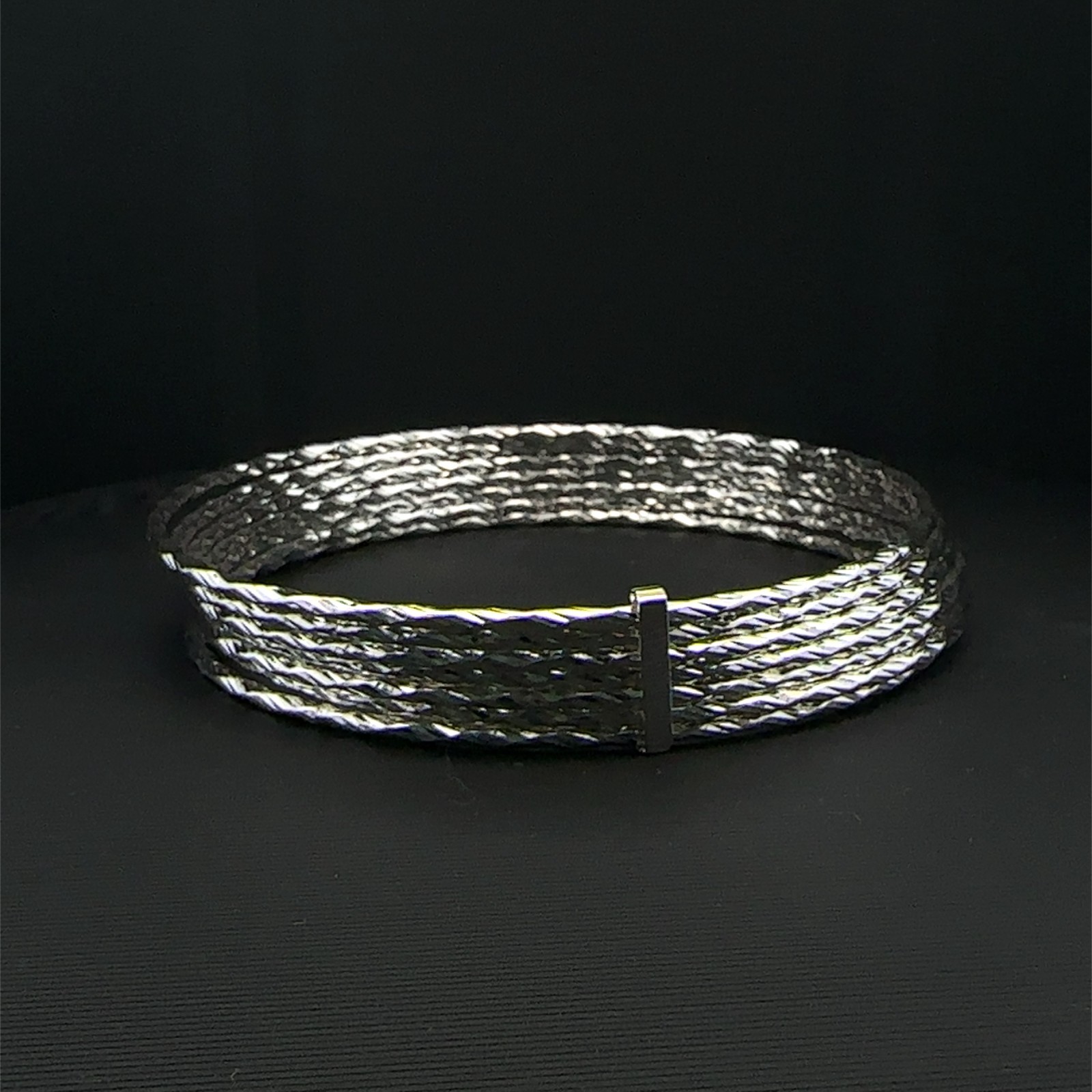 Sterling Silver Slip On Bangle Semanario bracelet Diamond Cut Pattern (8.5 Inch)