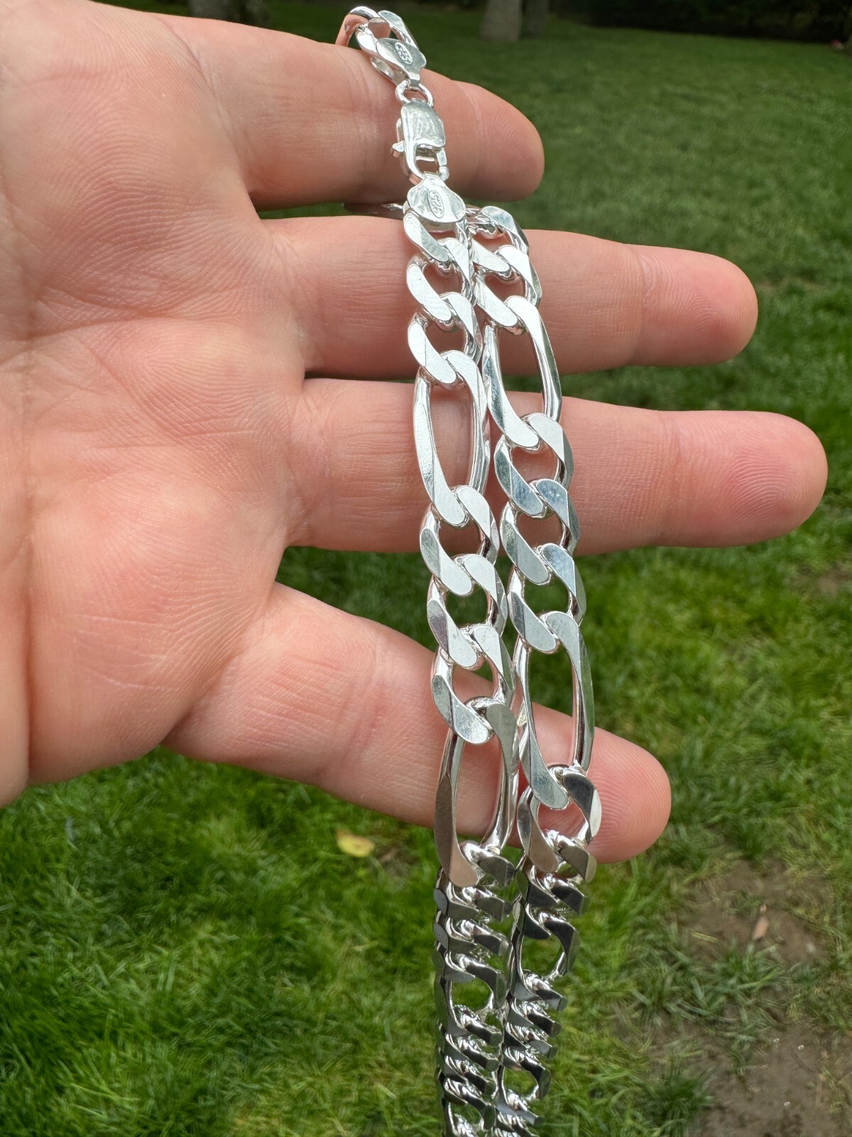 Cadena o Pulsera Figaro de Plata Esterlina 925 Sólida 2.5-15mm Hecha en Italia