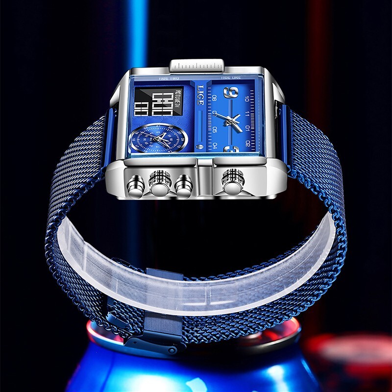 Fashion Men Watch Electrical Quartz Digital Week 3ATM Waterproof LED Wristwatch