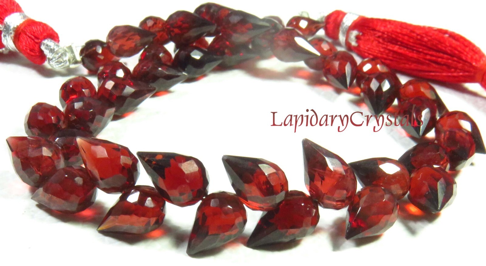AAA+ Natural Red Garnet Faceted Teardrop Diagonal Drill Beads 7.5-8.5mm LC-919