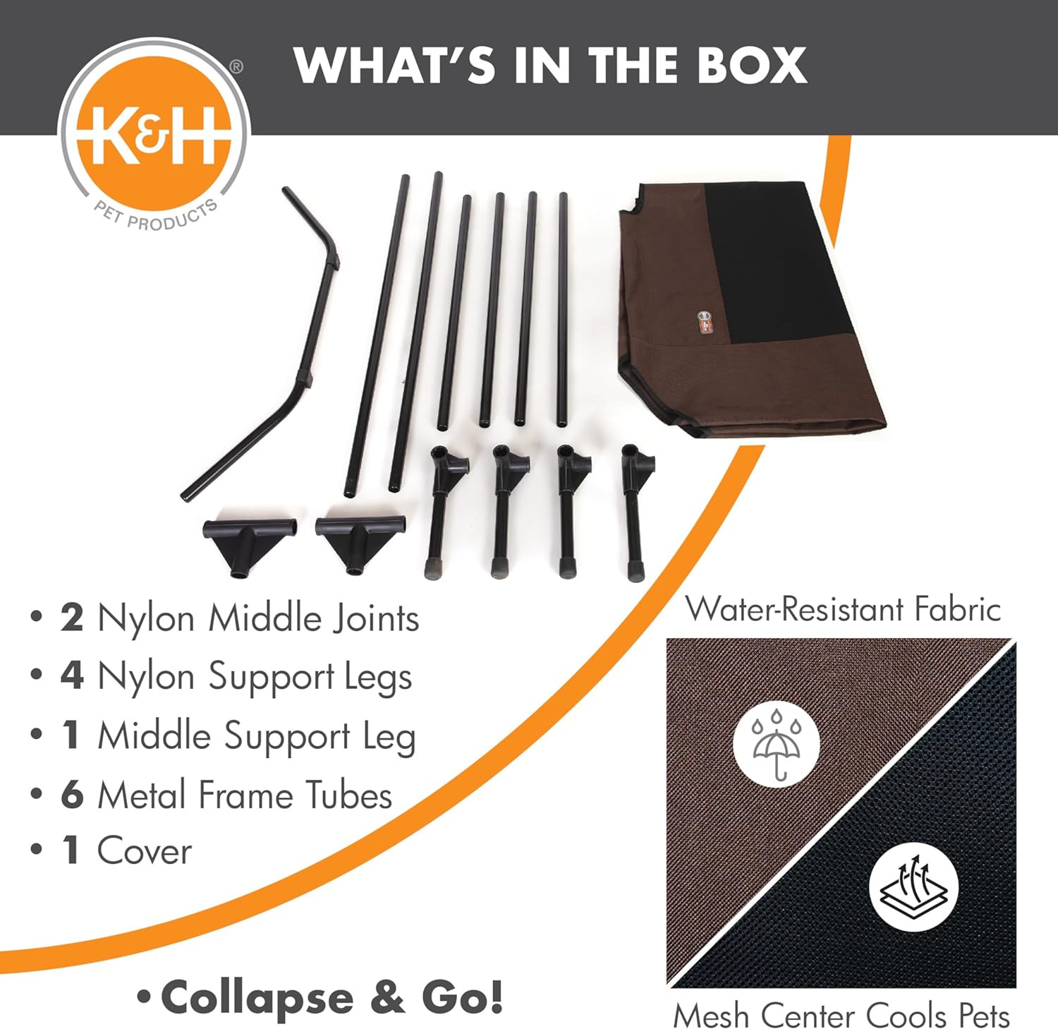 K&H Outdoor Elevated Dog Bed, Cooling Raised Dog Bed, Chocolate, XL 50X32In | Pe