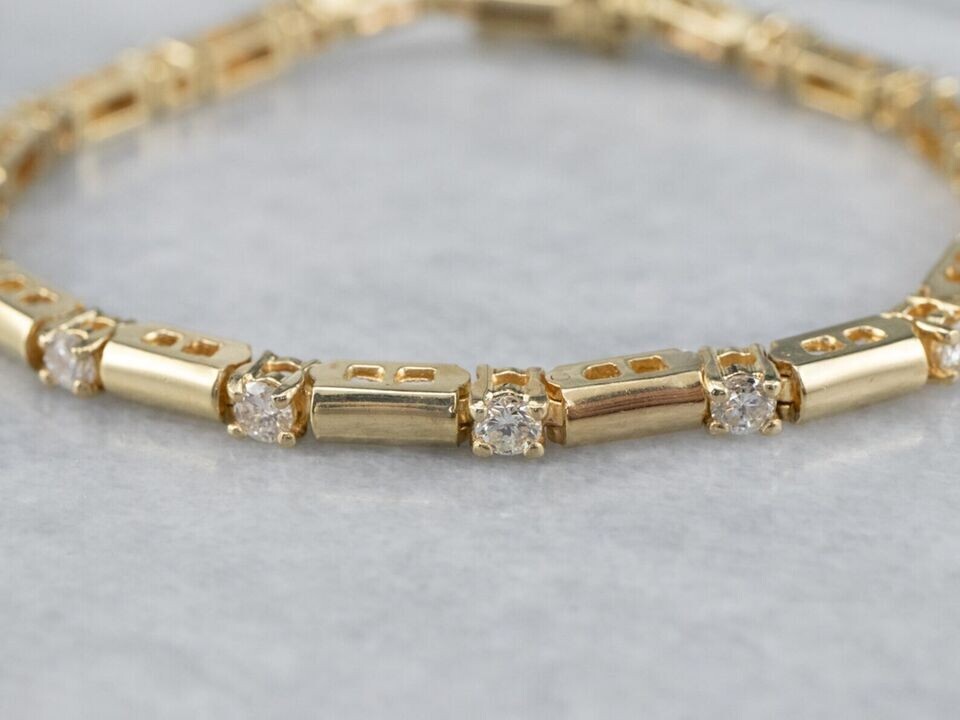 14K Yellow Gold Finish 4Ct Diamond Round Cut Lab Created Women’s Tennis Bracelet