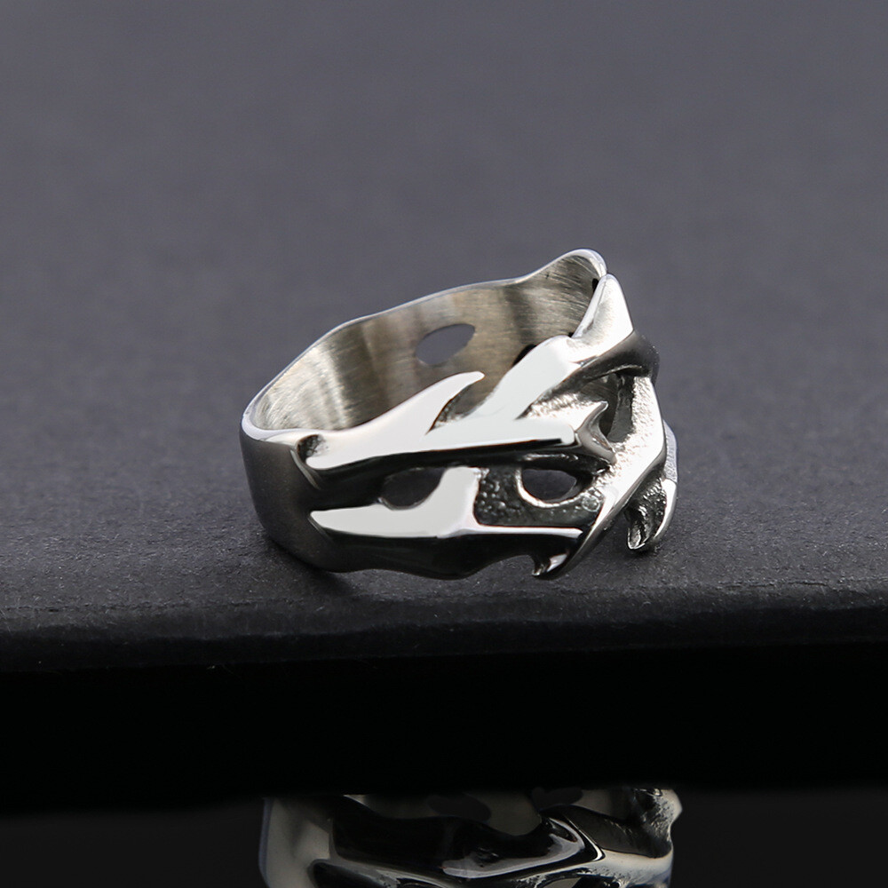 Vintage Crown of Thorns Mens Ring Christian Faith Stainless Steel Ring for Men