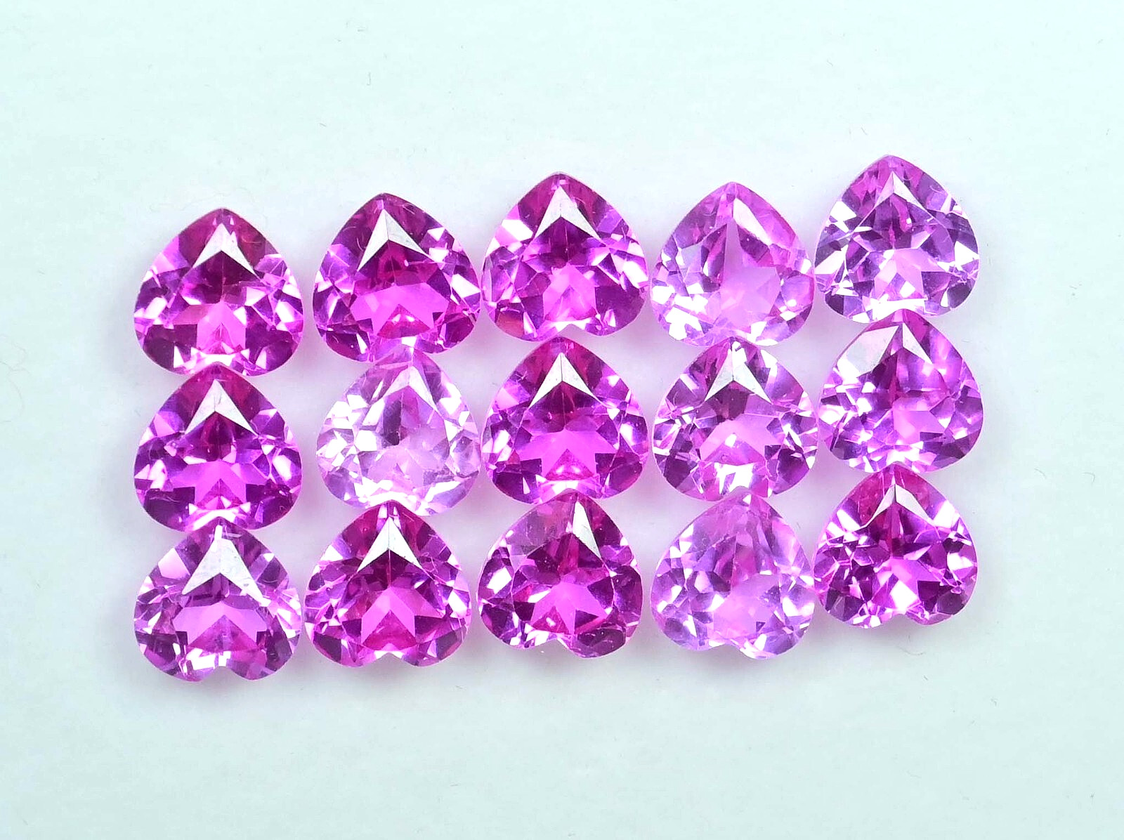 15 Pcs Natural Mogok Pink Ruby 48.45 CT Heart Certified Flawless Loose Gemstone