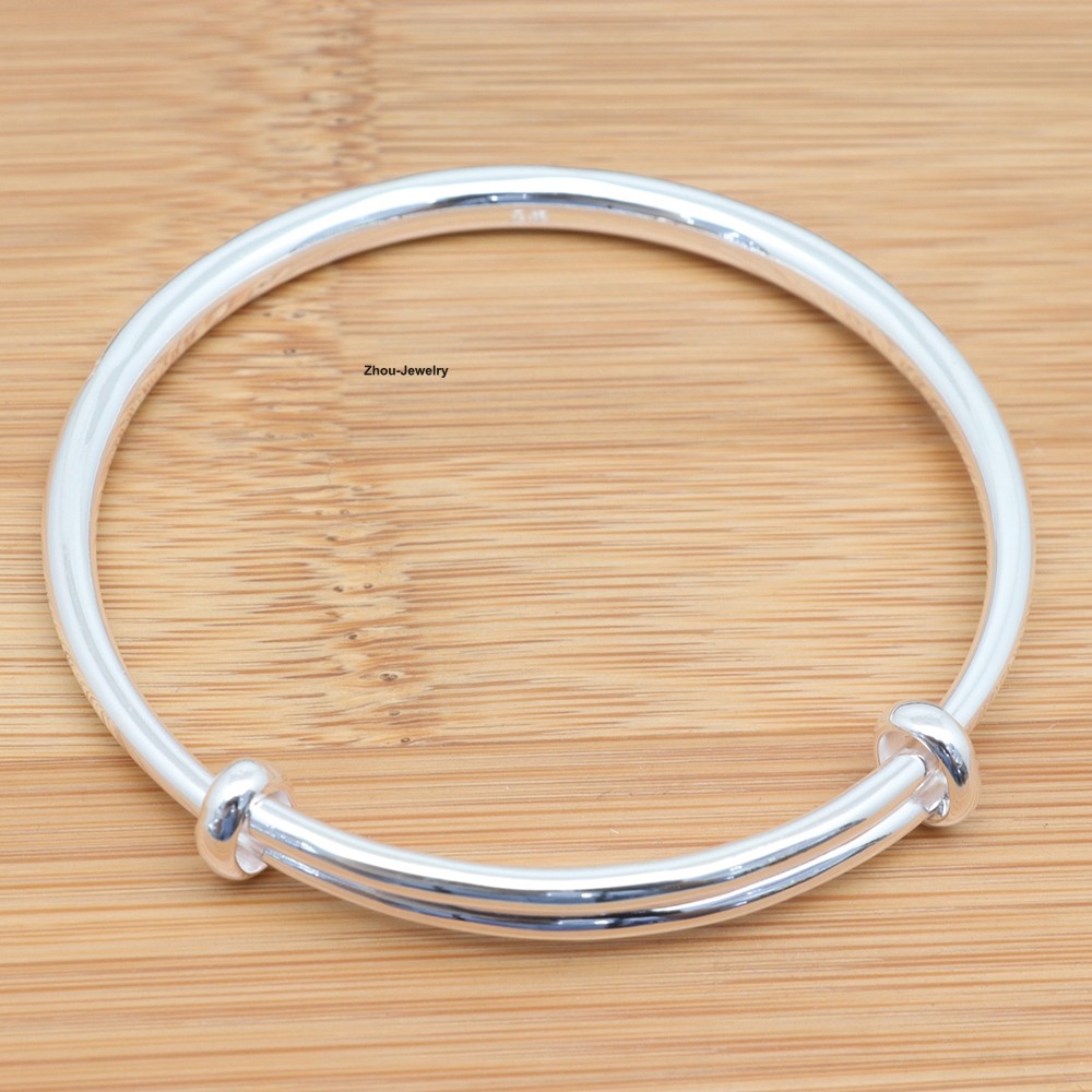 NEW Pure 999 Fine Silver Women’s Bangle Adjustable 57-60mm Dia. 5mm Band 足银