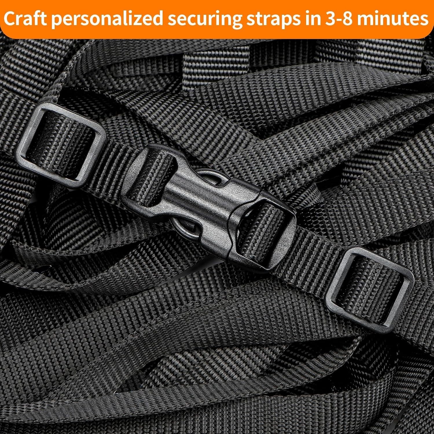 Complete 5/8″ Strap & Buckle Kit: 6 Yards Nylon, 6 Adjustable Buckles