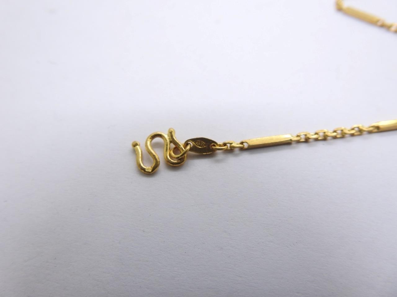 22K Yellow Gold Baht Fancy Bar Link Chain Necklace 17 Grams 18.5″ inch