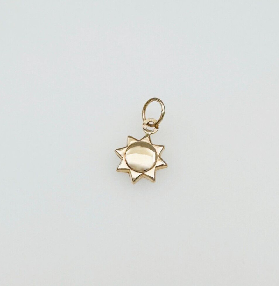 14K Solid Yellow Gold Mini/Petite Celestial Sun Charm Pendant .5x.3″ (13x7mm)