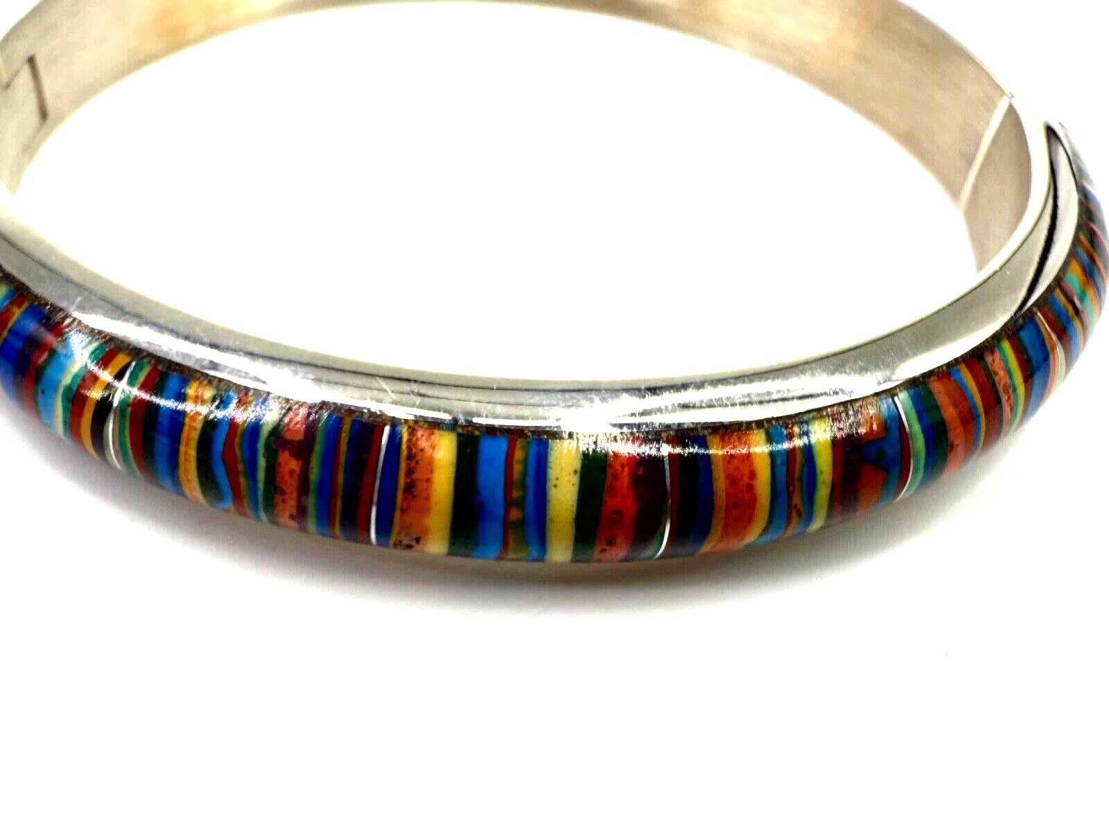 Mine Finds by Jay King Sterling Silver Rainbow Calsilica Bangle Bracelet