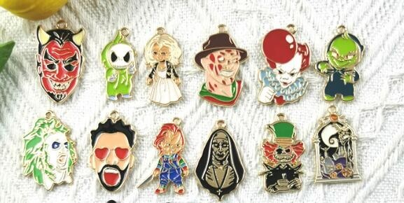 120pcs Halloween terror Anime cartoon mix Metal Charm Pendant DIY Jewelry Making