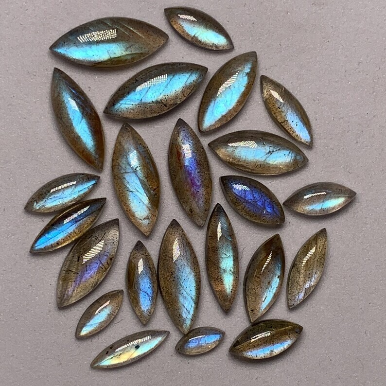 AAAAA Excellent Labradorite Lot Marquise Shape Cabochon Blue Fire 4×10-8×18 MM