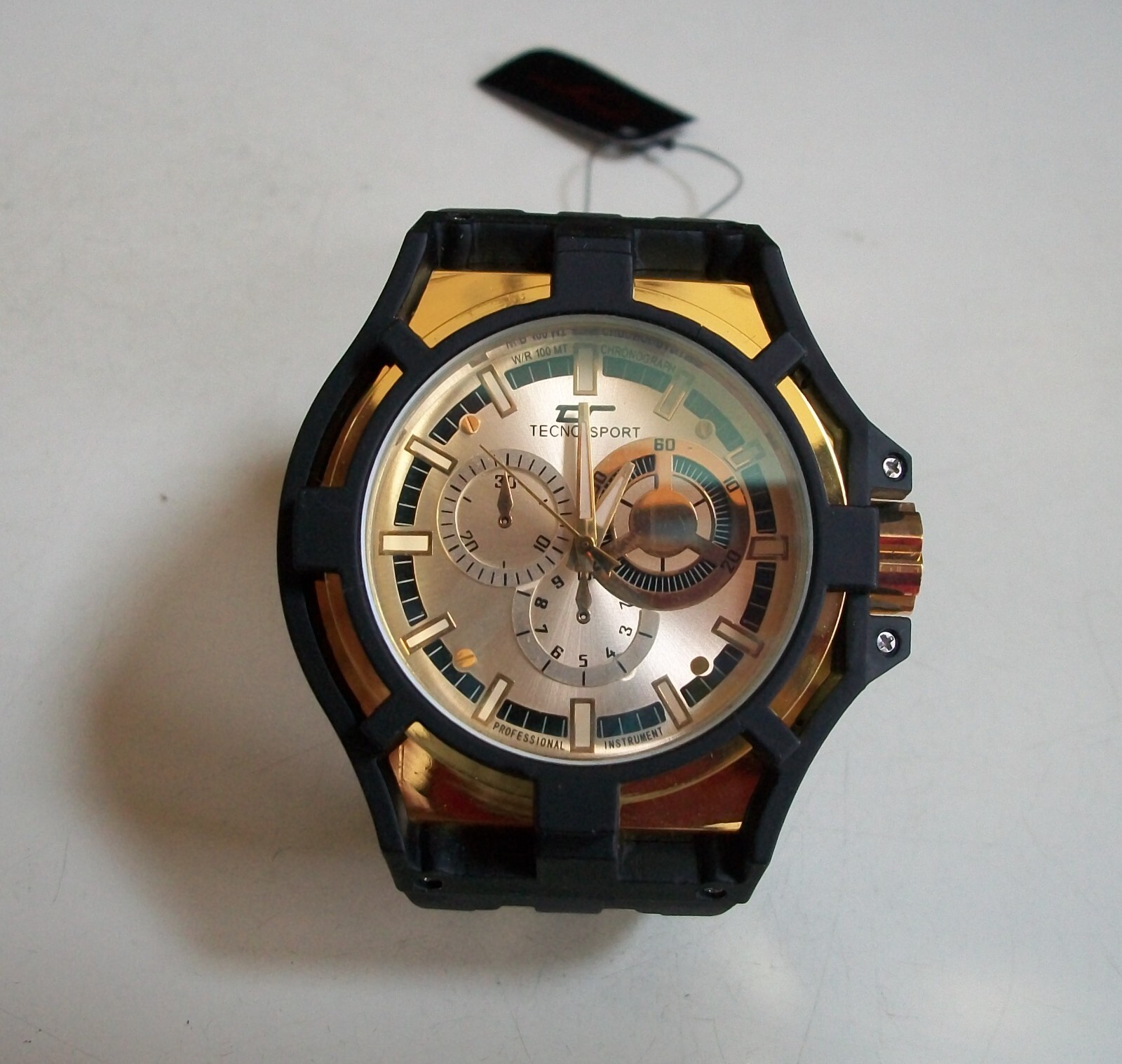 Men’s Black Hematite Finish Tecno Sport Silicone Band Fashion Hip Hop Watch