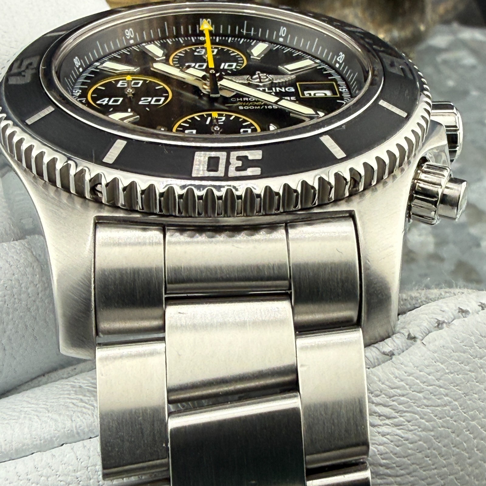 Breitling Superocean Chrono II A13341 44mm Black Dial Box & COSC Full Bracelet