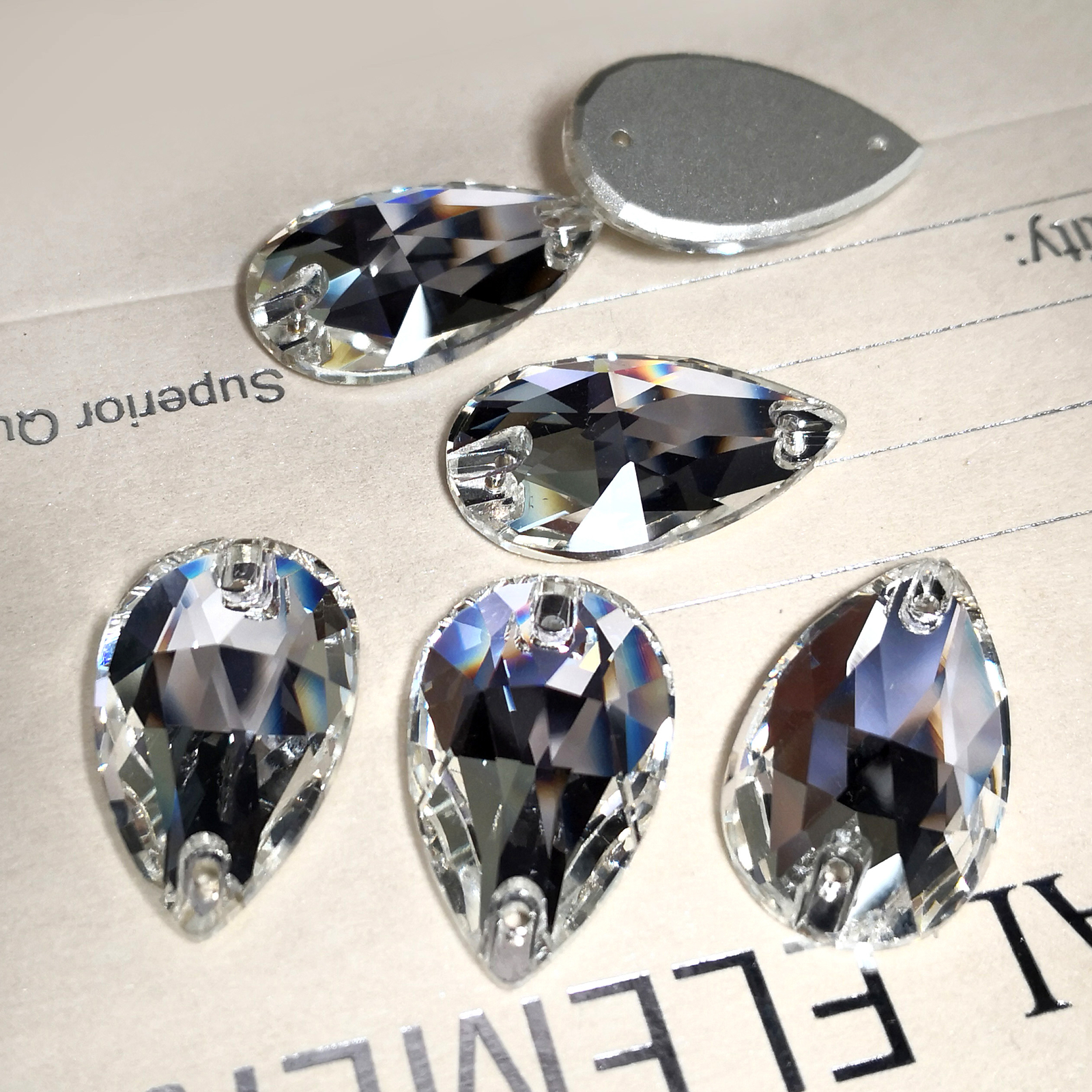 3230 Drop Sew On Rhinestones AB Clear Crystals Stones Flat Back Sewing Beads
